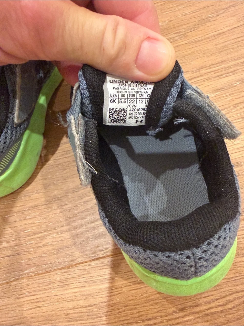 Under Armour Kids Gray and Neon Green Mesh Sneakers
